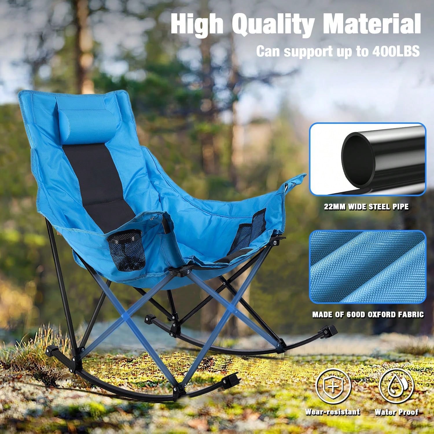 Składane krzesło kempingowe z  – Outdoor Camping Rocking Chair recenzja i cena