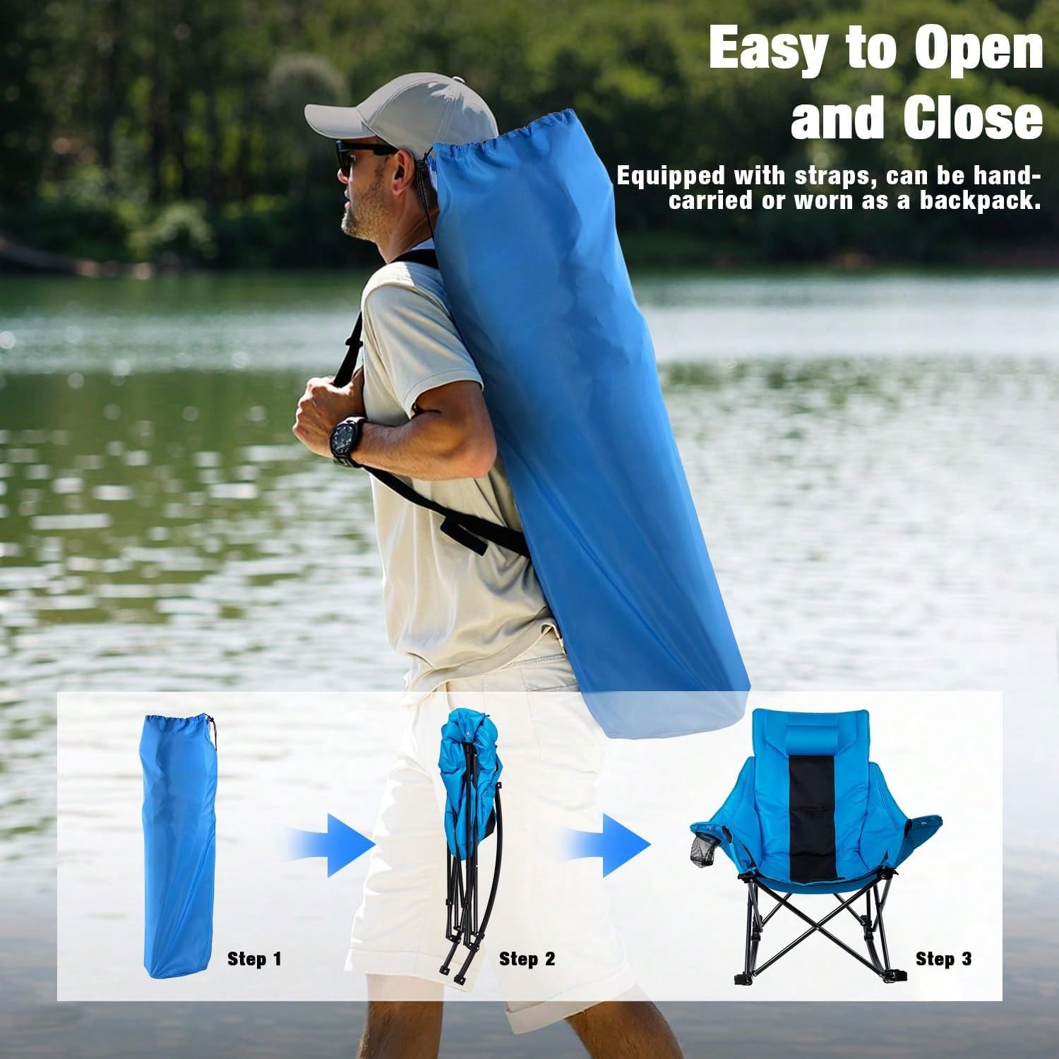 Składane krzesło kempingowe z  – Outdoor Camping Rocking Chair recenzja i cena