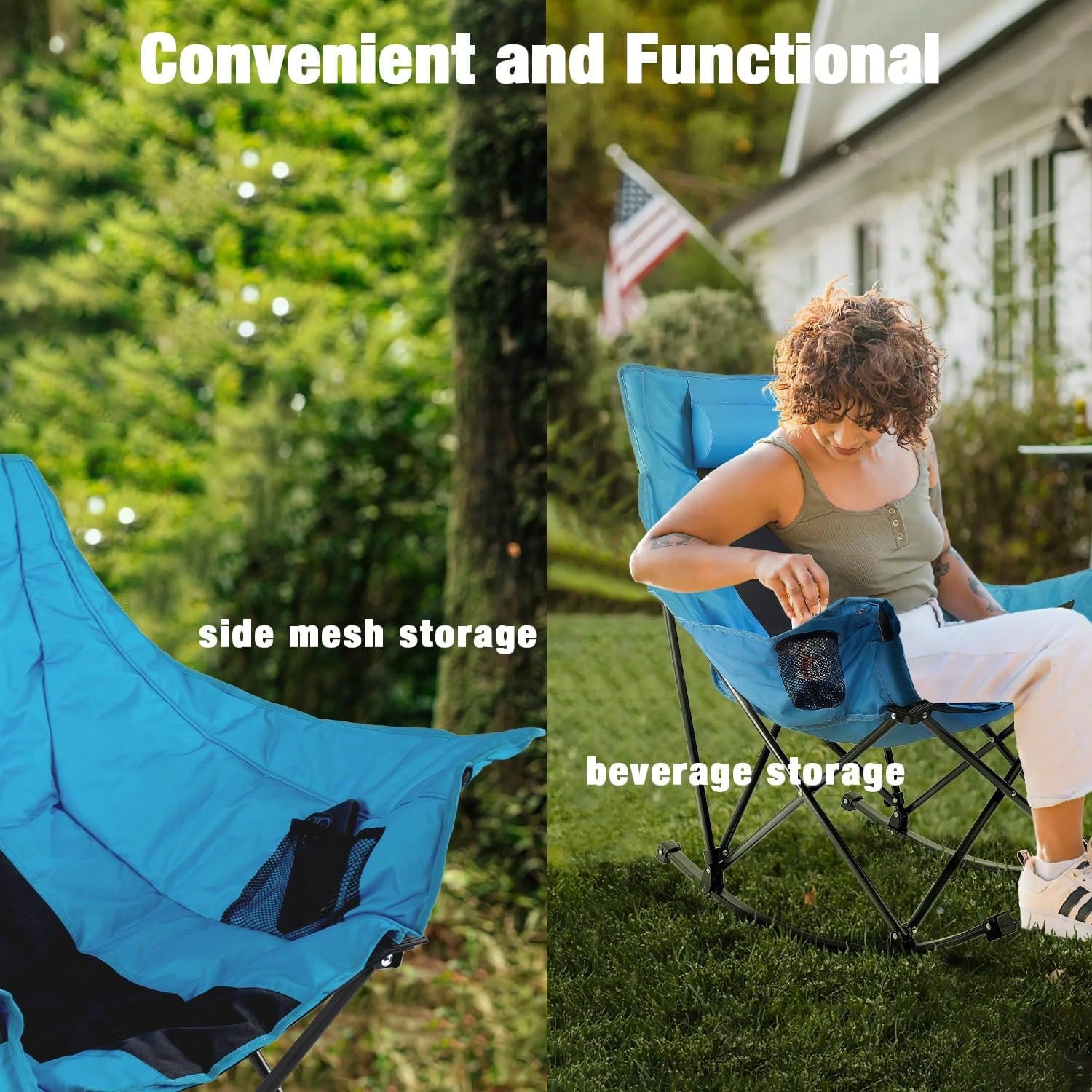 Składane krzesło kempingowe z  – Outdoor Camping Rocking Chair recenzja i cena