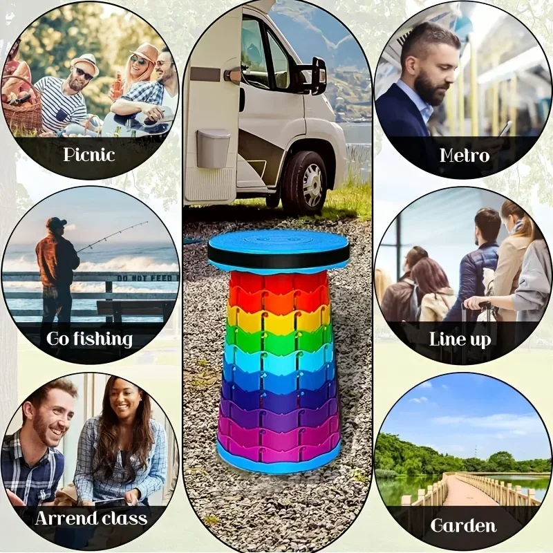 Tęczowy teleskopowy stołek kem – Outdoor Camping Set recenzja i cena