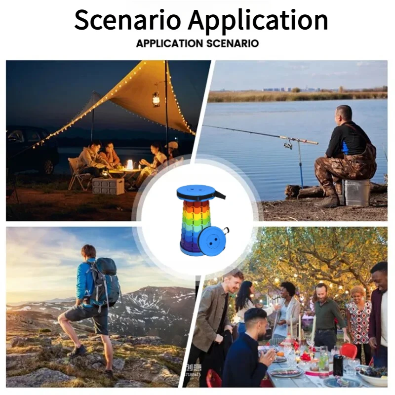 Tęczowy teleskopowy stołek kem – Outdoor Camping Set recenzja i cena